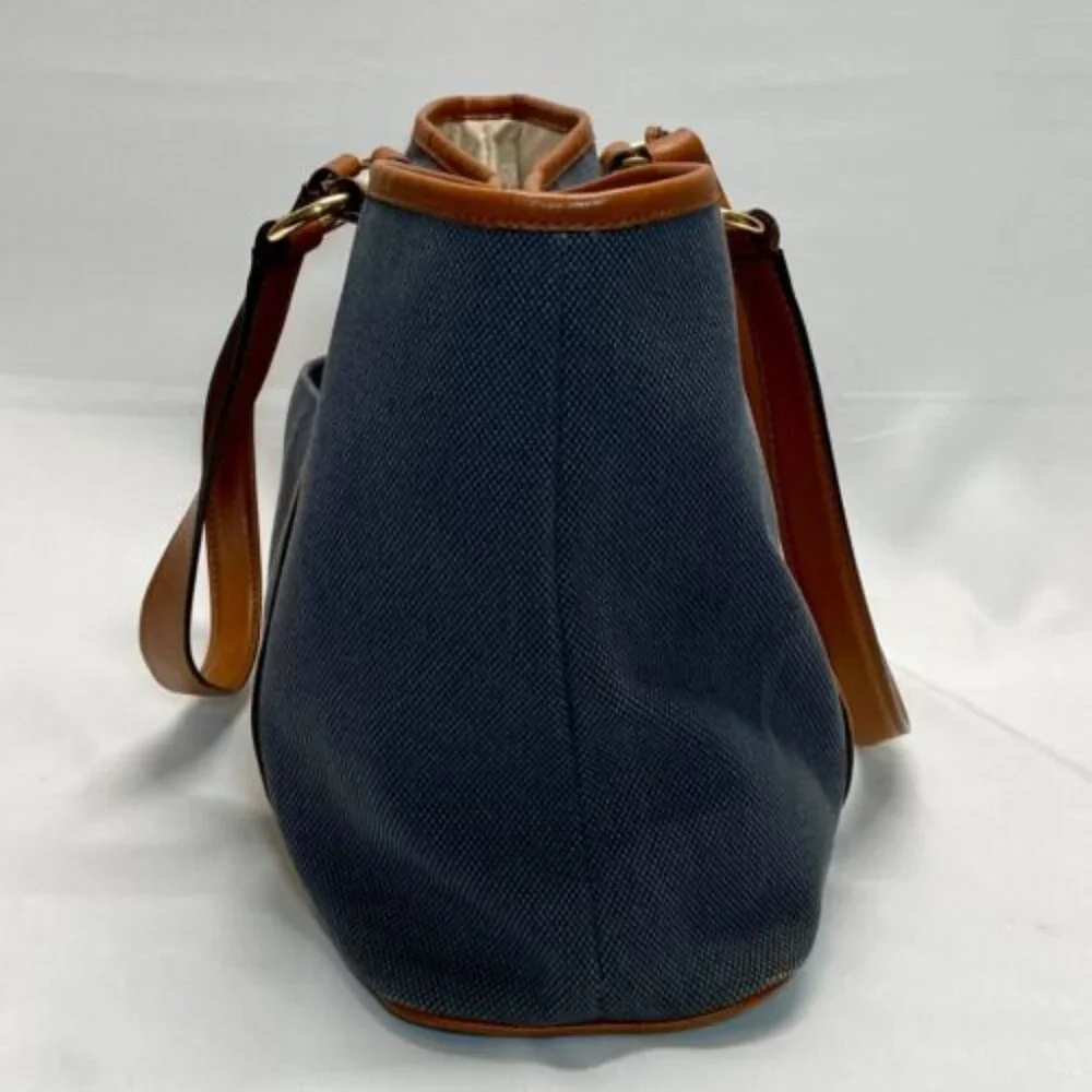 Michael Kors Canvas with Leather Trim Oversized Tote Denim & Brown Rare GUC - Picture 7 of 15